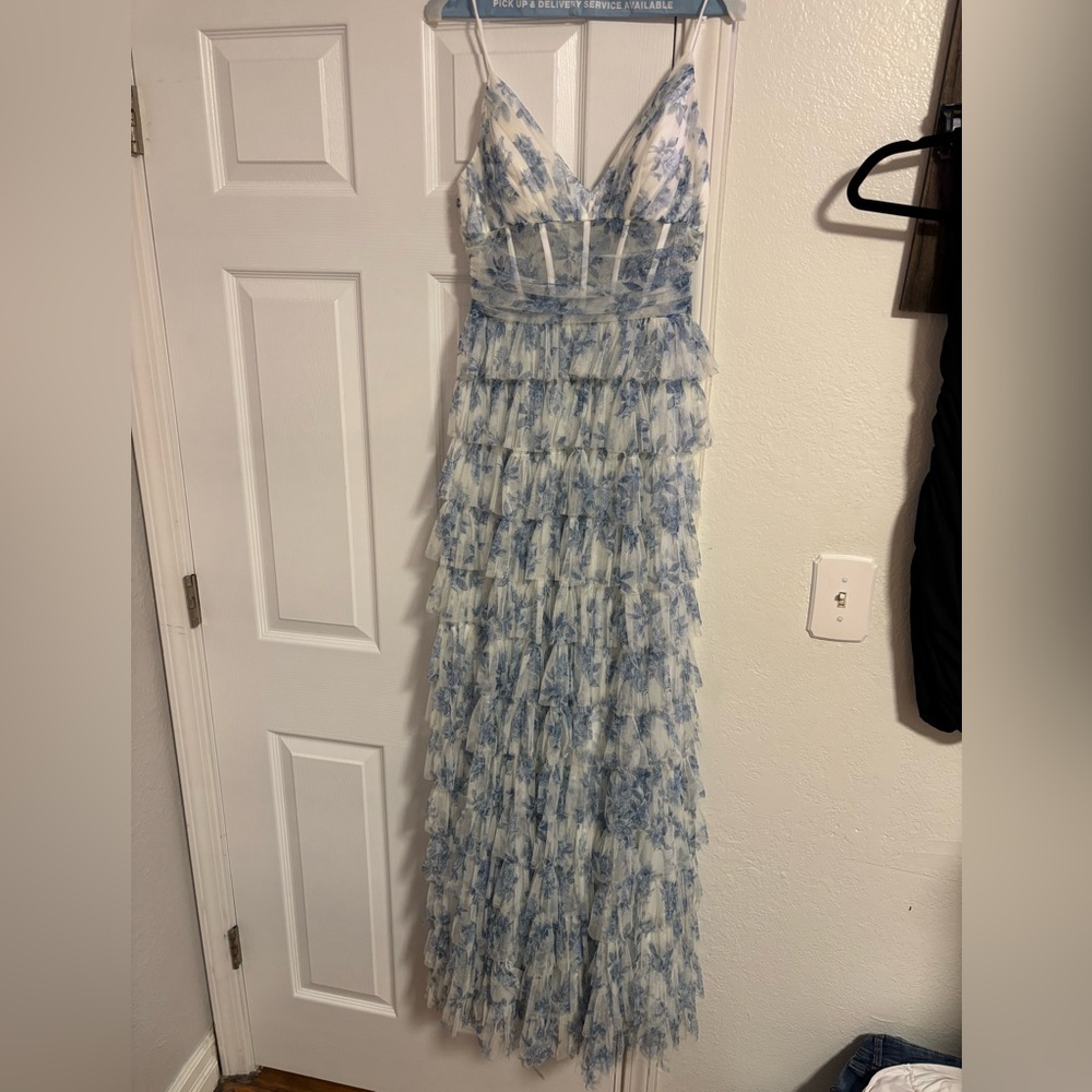Halle Corset Ruffle A-Line Floral Formal Dress
